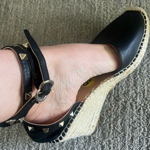 Maypol Leather Studded Espadrille Wedges size 9